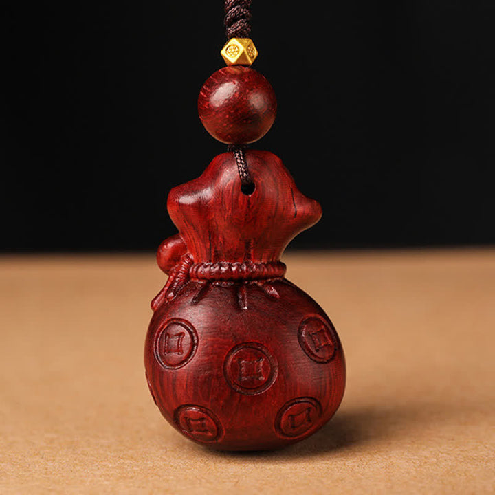 Buddha Stones Porte-clés porte-bonheur en bois de santal rouge Om Mani Padme Hum Sagesse Fortune - image 3