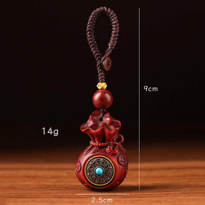 Buddha Stones Porte-clés porte-bonheur en bois de santal rouge Om Mani Padme Hum Sagesse Fortune - image 2