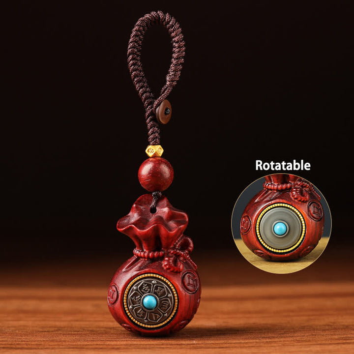 Buddha Stones Porte-clés porte-bonheur en bois de santal rouge Om Mani Padme Hum Sagesse Fortune - Sac à argent simple - image 0