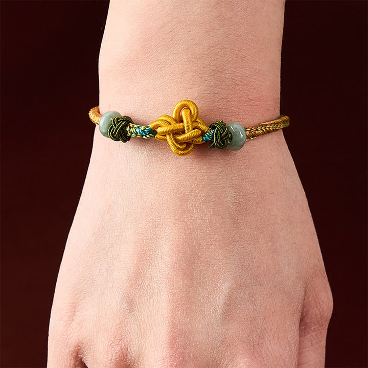 Buddha Stones Bracelet ajustable en jade jaune-vert tressé à la main avec nœud en osmanthus, porte-bonheur - image 4
