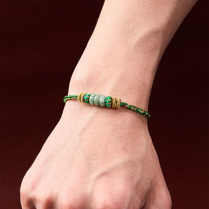 Buddha Stones Bracelet en cordon de perles de jade et boulier porte-bonheur tissé à la main - image 5