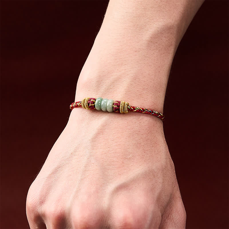 Buddha Stones Bracelet en cordon de perles de jade et boulier porte-bonheur tissé à la main - image 14