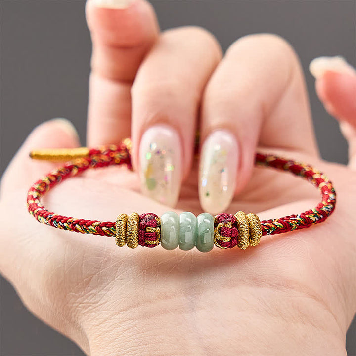 Buddha Stones Bracelet en cordon de perles de jade et boulier porte-bonheur tissé à la main - image 13