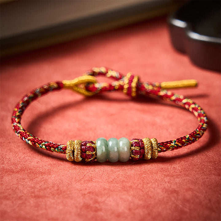 Buddha Stones Bracelet en cordon de perles de jade et boulier porte-bonheur tissé à la main - image 11