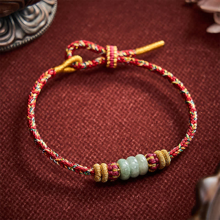 Buddha Stones Bracelet en cordon de perles de jade et boulier porte-bonheur tissé à la main - image 12