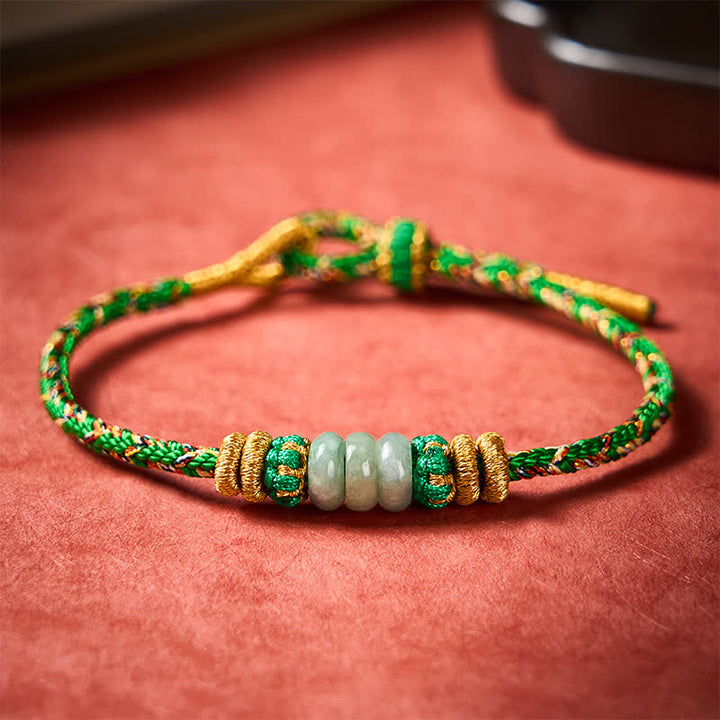 Buddha Stones Bracelet en cordon de perles de jade et boulier porte-bonheur tissé à la main - image 2