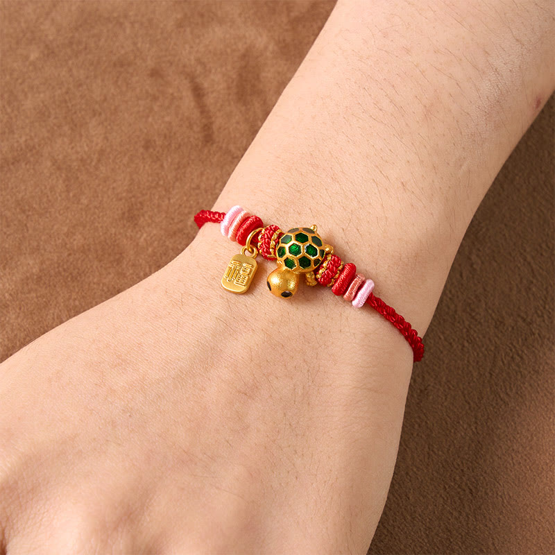 Buddha Stones Bracelet de résistance en corde rouge tissée à la main, représentant un personnage de Tortue Fu - image 14