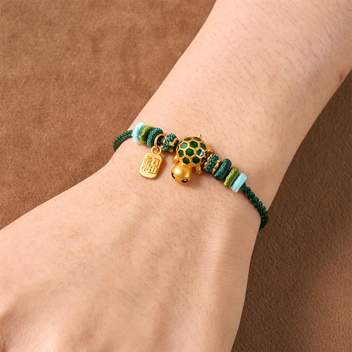 Buddha Stones Bracelet de résistance en corde rouge tissée à la main, représentant un personnage de Tortue Fu - image 4