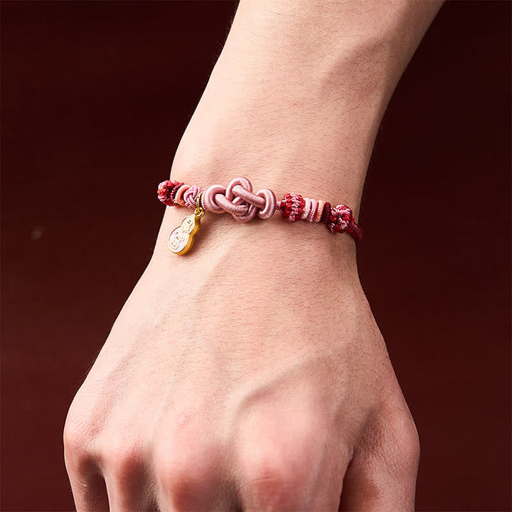 Buddha Stones Bracelet en corde rose tressée à la main « Devenez riche rapidement » en forme de calebasse - image 4