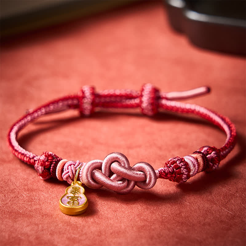 Buddha Stones Bracelet en corde rose tressée à la main « Devenez riche rapidement » en forme de calebasse - image 2