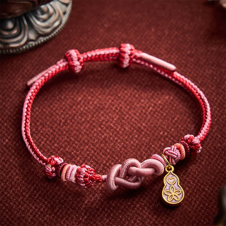 Buddha Stones Bracelet en corde rose tressée à la main « Devenez riche rapidement » en forme de calebasse - image 3
