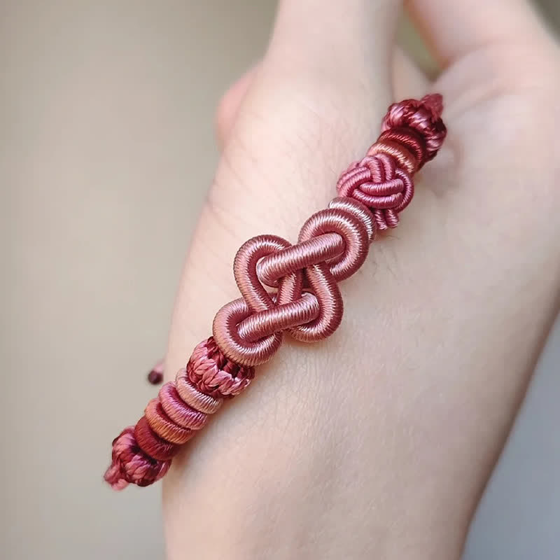 Buddha Stones Bracelet porte-bonheur en perles de jade tissées à la main et cordon rose - image 10