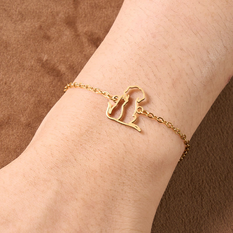 Buddha Stones Bracelet minimaliste en acier titane avec pendentif chien/chat et chaîne de protection - image 3