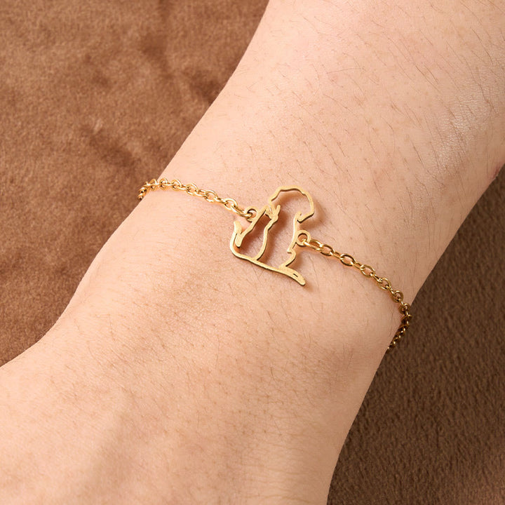 Buddha Stones Bracelet minimaliste en acier titane avec pendentif chien/chat et chaîne de protection - image 3