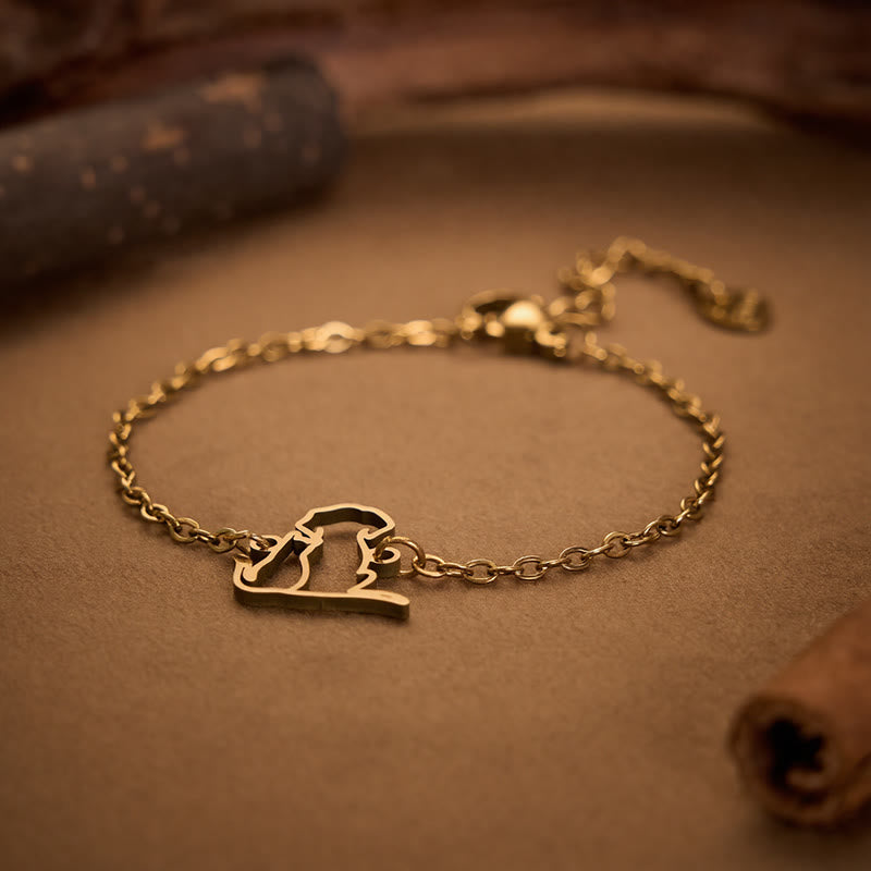 Buddha Stones Bracelet minimaliste en acier titane avec pendentif chien/chat et chaîne de protection - image 1