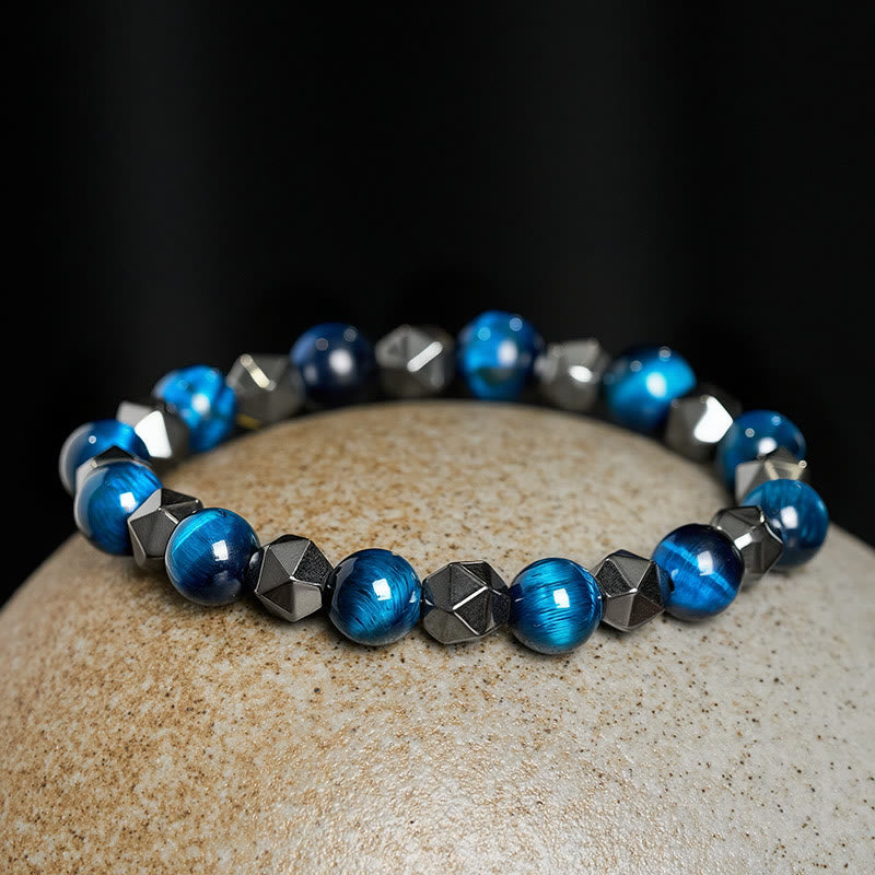 Buddha Stones Bracelet de force en hématite œil de tigre à facettes - image 18
