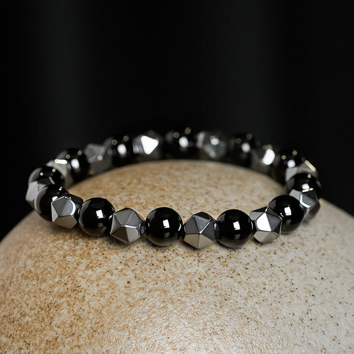 Buddha Stones Bracelet de force en hématite œil de tigre à facettes - image 2