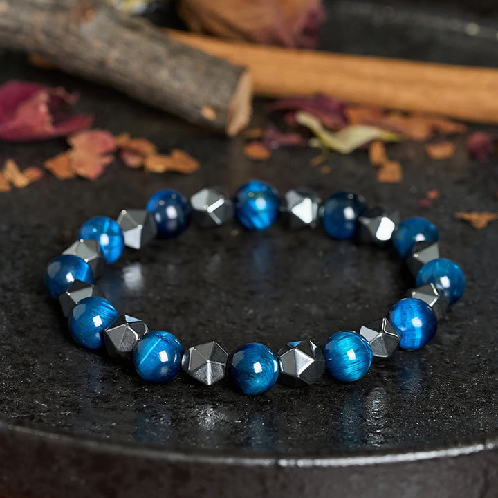 Buddha Stones Bracelet de force en hématite œil de tigre à facettes - image 17
