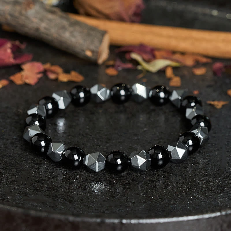 Buddha Stones Bracelet de force en hématite œil de tigre à facettes - image 1