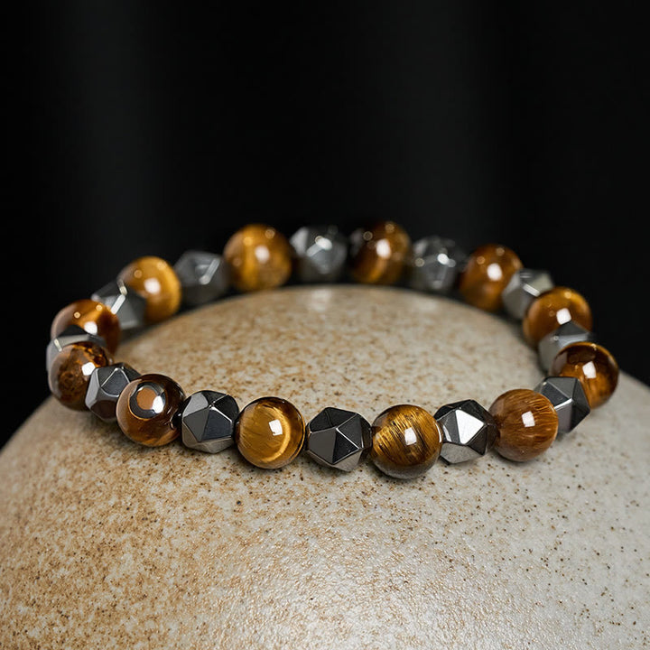 Buddha Stones Bracelet de force en hématite œil de tigre à facettes - image 11