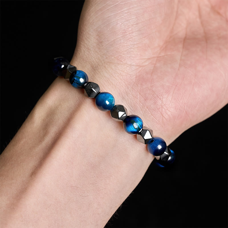 Buddha Stones Bracelet de force en hématite œil de tigre à facettes - image 21