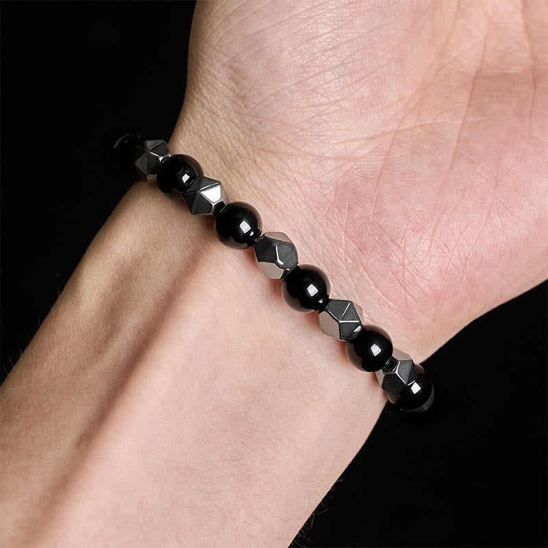 Buddha Stones Bracelet de force en hématite œil de tigre à facettes - image 5