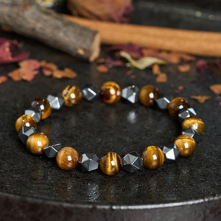 Buddha Stones Bracelet de force en hématite œil de tigre à facettes - image 10