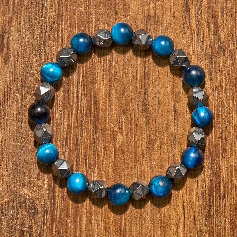 Buddha Stones Bracelet de force en hématite œil de tigre à facettes - image 19