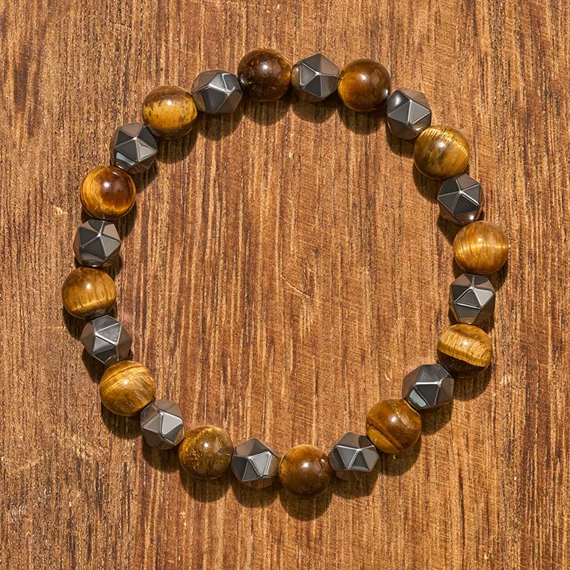 Buddha Stones Bracelet de force en hématite œil de tigre à facettes - image 12