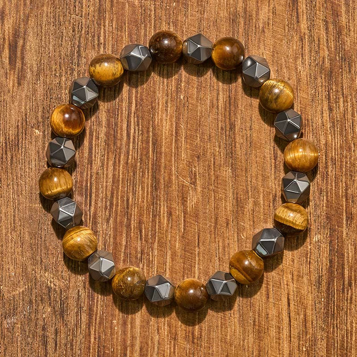 Buddha Stones Bracelet de force en hématite œil de tigre à facettes - image 12