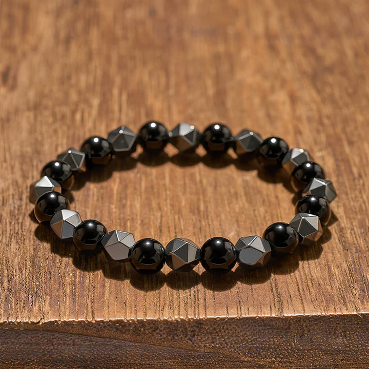 Buddha Stones Bracelet de force en hématite œil de tigre à facettes - image 4
