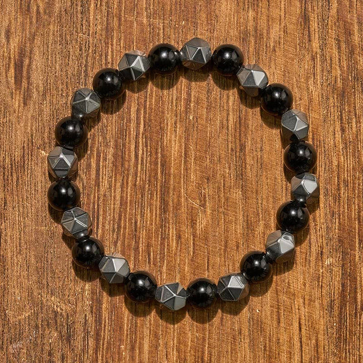 Buddha Stones Bracelet de force en hématite œil de tigre à facettes - image 3