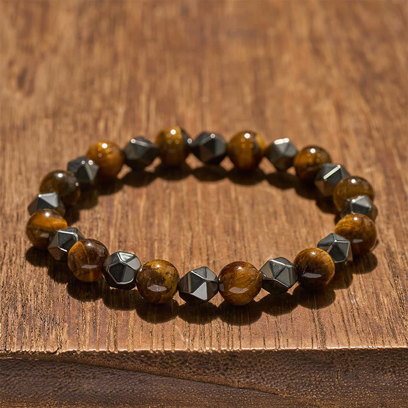 Buddha Stones Bracelet de force en hématite œil de tigre à facettes - image 13