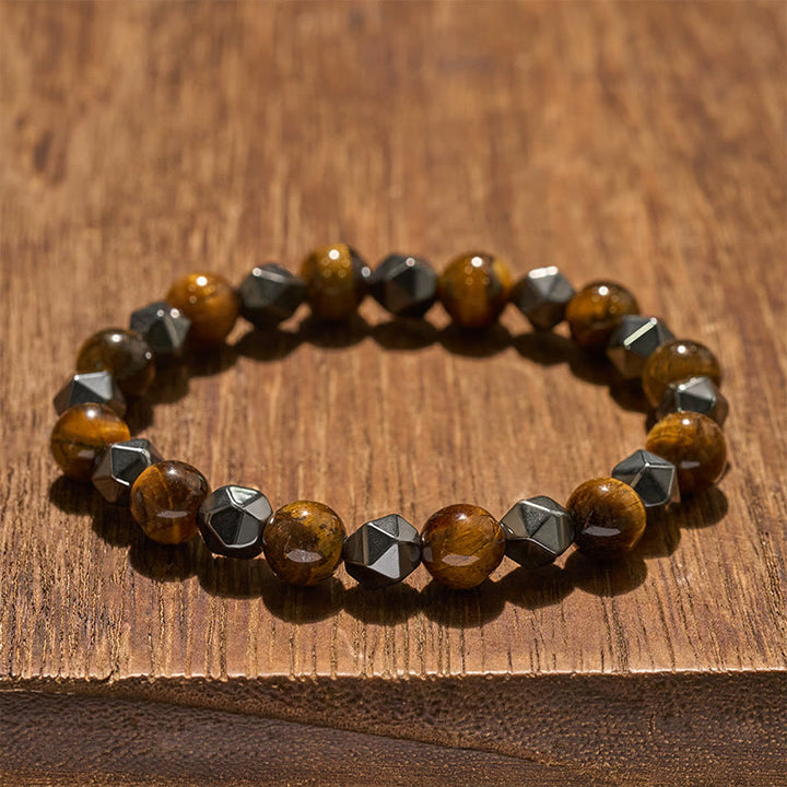 Buddha Stones Bracelet de force en hématite œil de tigre à facettes - image 13