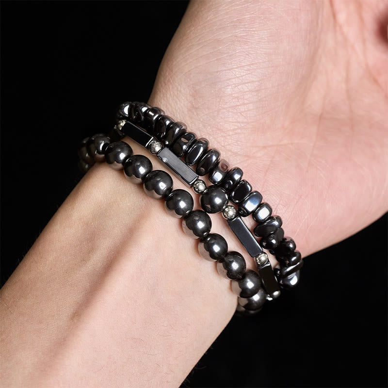Buddha Stones Bracelet puissant en hématite composé de 3 perles - image 3