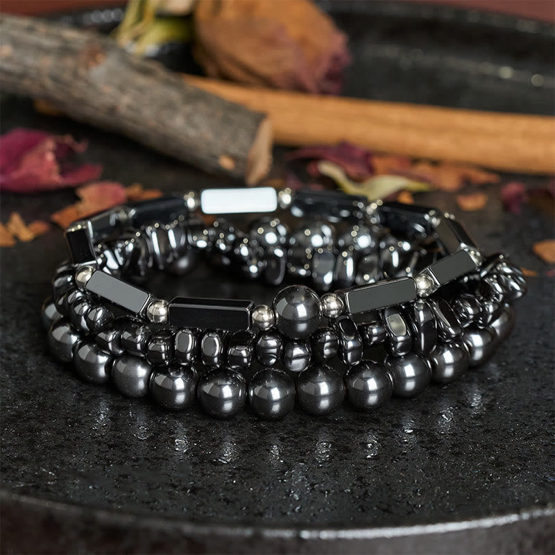 Buddha Stones Bracelet puissant en hématite composé de 3 perles - image 2