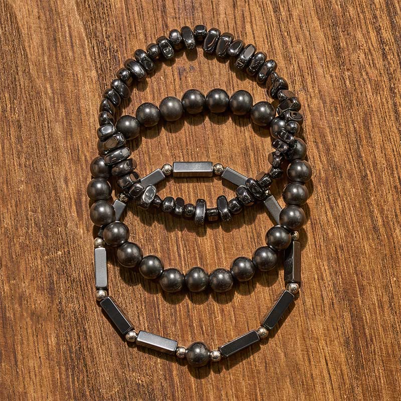 Buddha Stones Bracelet puissant en hématite composé de 3 perles - image 4