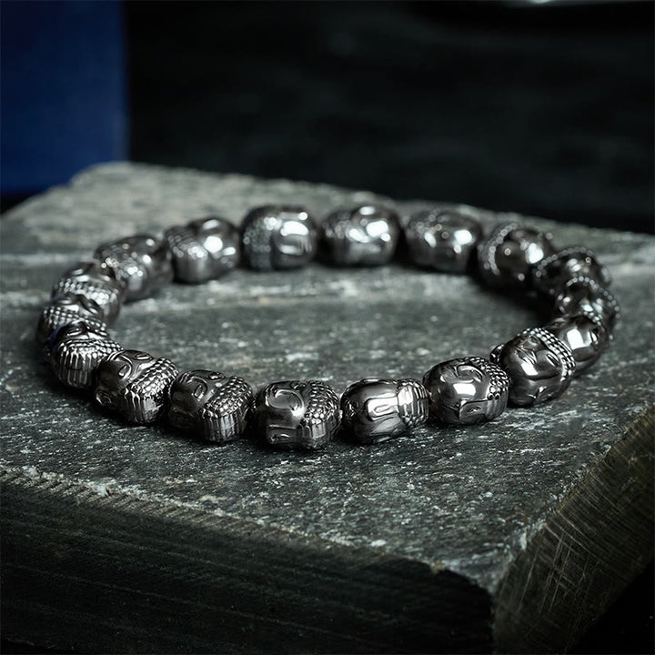 Buddha Stones Bracelet de perles de Bouddha en hématite, idéal pour se concentrer - image 3