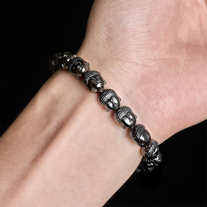 Buddha Stones Bracelet de perles de Bouddha en hématite, idéal pour se concentrer - image 8