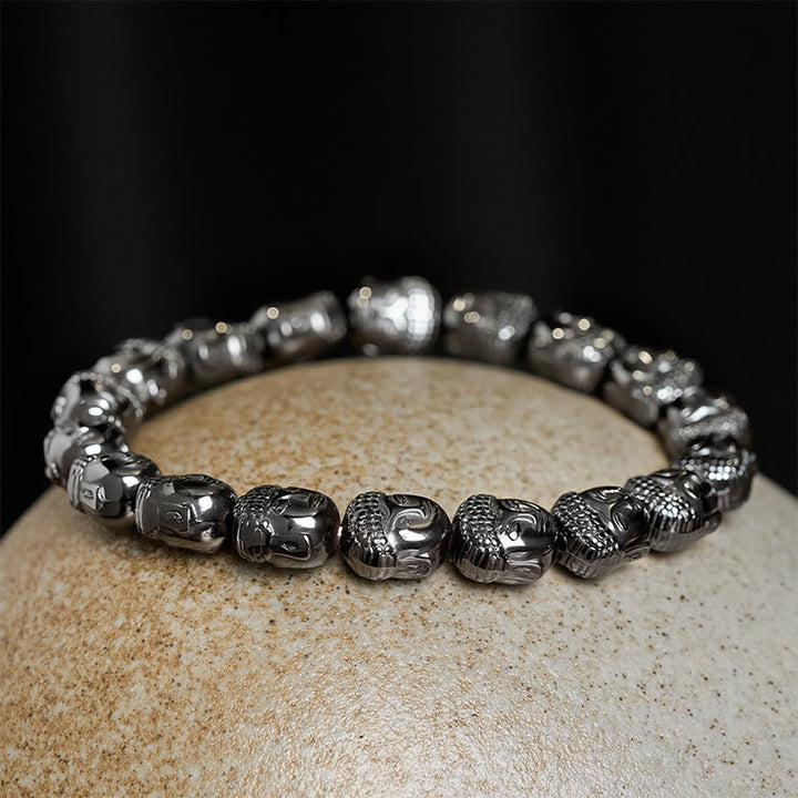 Buddha Stones Bracelet de perles de Bouddha en hématite, idéal pour se concentrer - image 4