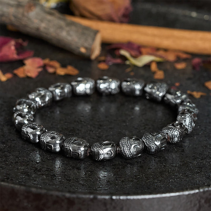 Buddha Stones Bracelet de perles de Bouddha en hématite, idéal pour se concentrer - image 2