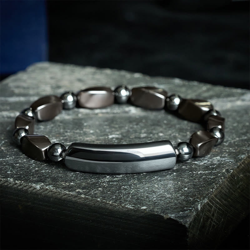 Buddha Stones Bracelet minimaliste en hématite pour l'ancrage, puissant bracelet à perles barrettes. - image 3
