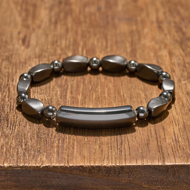 Buddha Stones Bracelet minimaliste en hématite pour l'ancrage, puissant bracelet à perles barrettes. - Hématite (Focus ♥ Support) - image 0