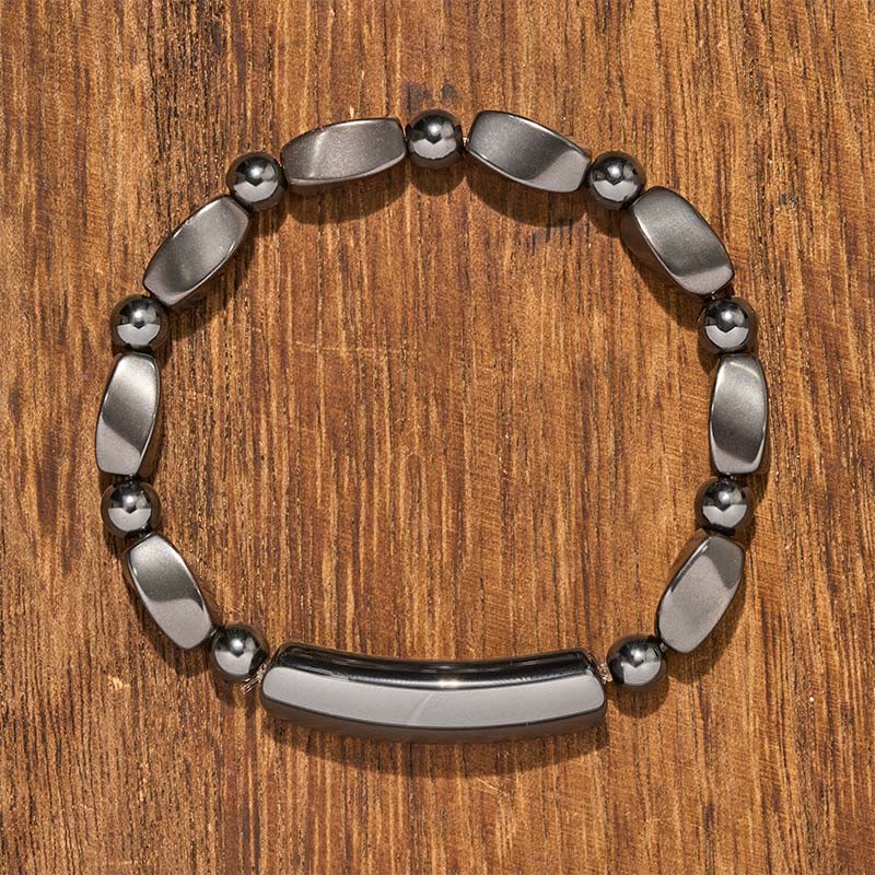 Buddha Stones Bracelet minimaliste en hématite pour l'ancrage, puissant bracelet à perles barrettes. - image 1