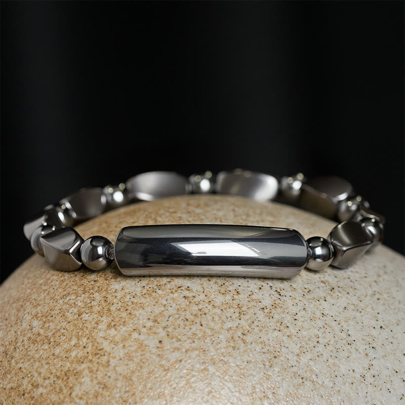 Buddha Stones Bracelet minimaliste en hématite pour l'ancrage, puissant bracelet à perles barrettes. - image 2