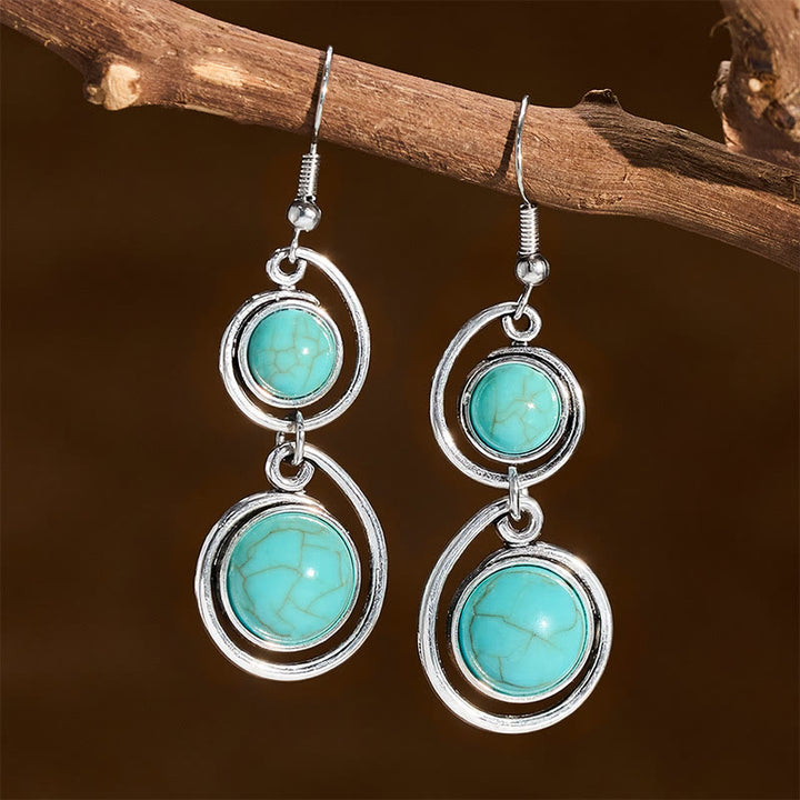 Buddha Stones Boucles d'oreilles pendantes longues en perles turquoise - Turquoise (Purification ♥ Sérénité) - image 0