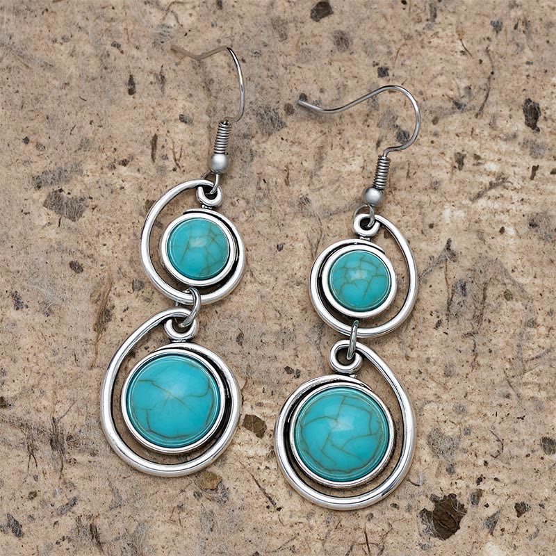 Buddha Stones Boucles d'oreilles pendantes longues en perles turquoise - image 1