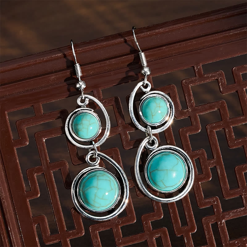 Buddha Stones Boucles d'oreilles pendantes longues en perles turquoise - image 2
