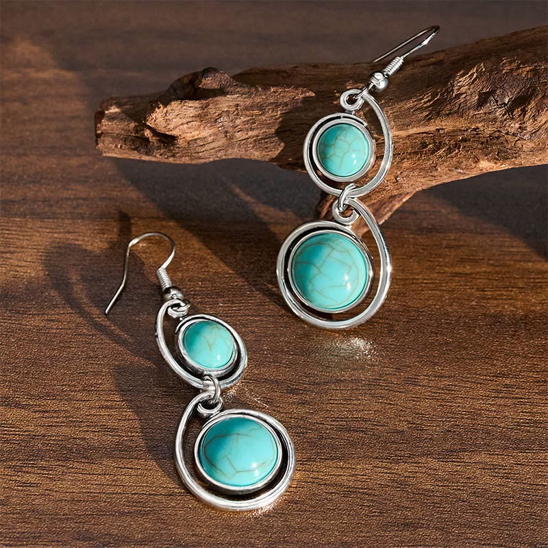 Buddha Stones Boucles d'oreilles pendantes longues en perles turquoise - image 3