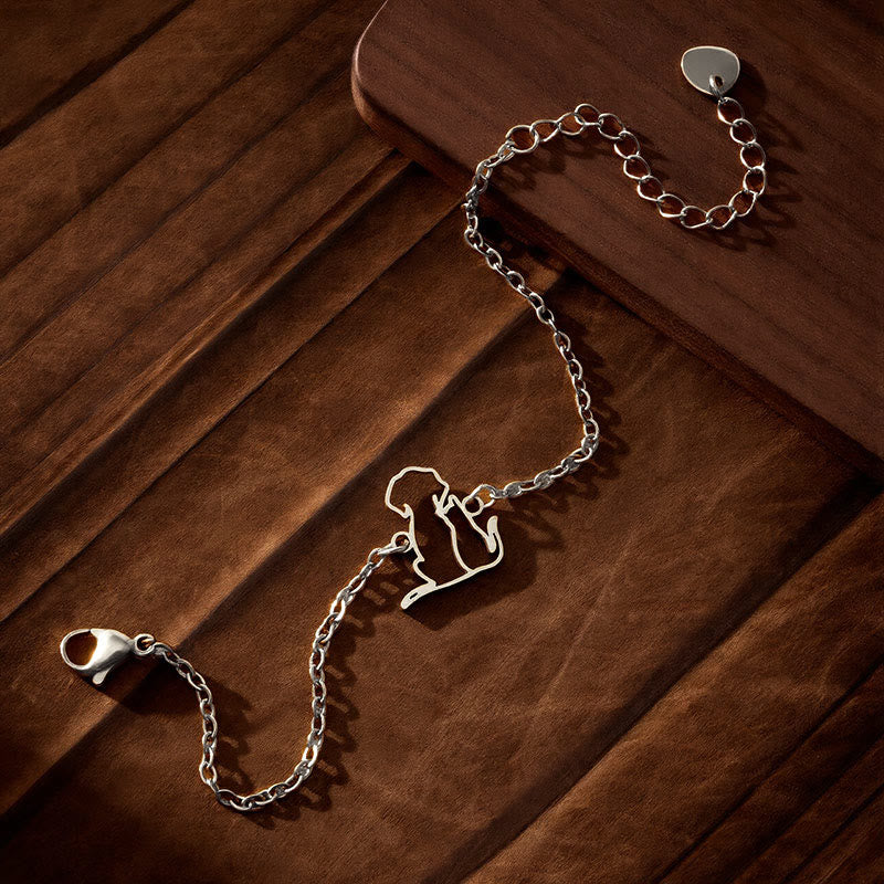 Buddha Stones Bracelet minimaliste en acier titane avec pendentif chien/chat et chaîne de protection - image 7
